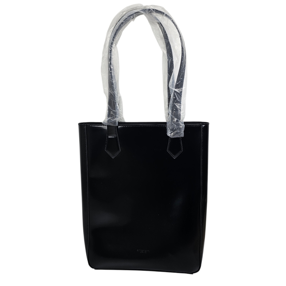 Givenchy Parfums Black Glossy Patent Faux Leather Tote Bag